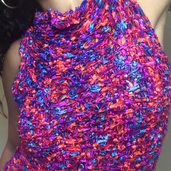 🖤 Funky Handmade Knit Jewel Tone High Neck Tank - Picture 2 of 4